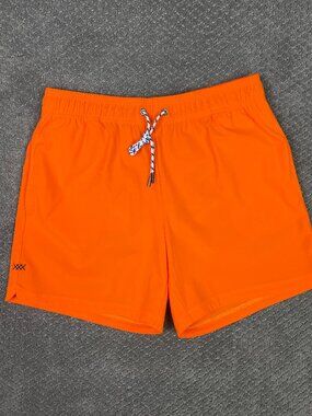Rhone Swim Trunks Shorts Mens Medium Orange Mesh Lined 5" Drawstring NWOT